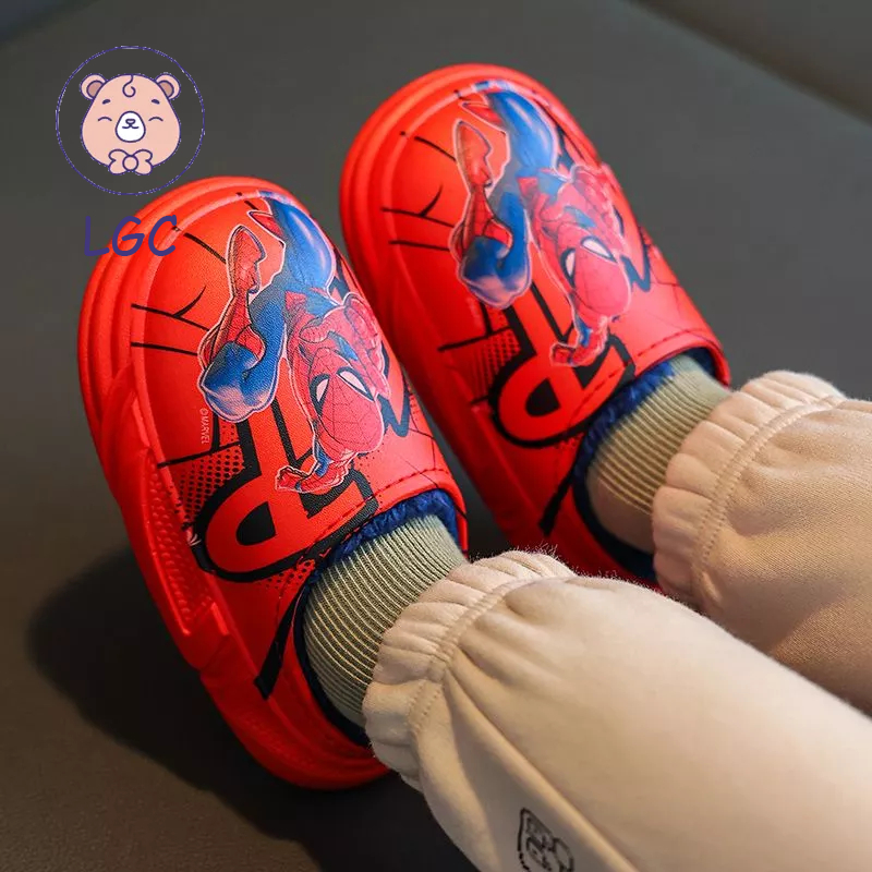 Dép Cotton Đi Trong Nhà Chống Trượt Hình Người Nhện Marvel Cho Bé