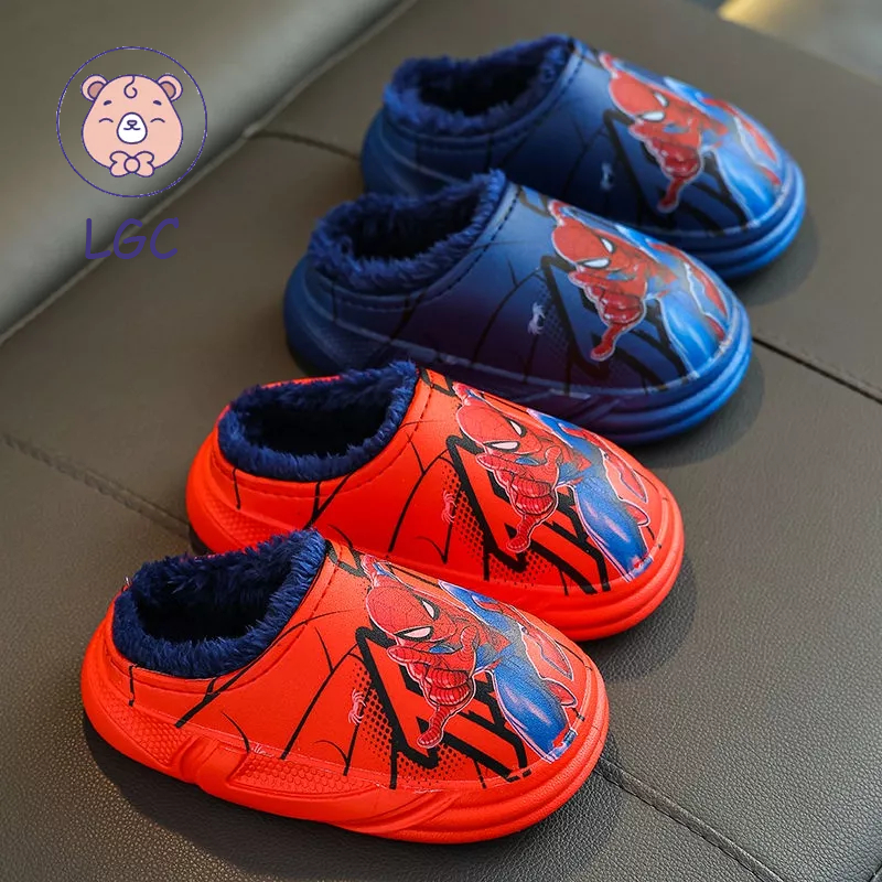 Dép Cotton Đi Trong Nhà Chống Trượt Hình Người Nhện Marvel Cho Bé