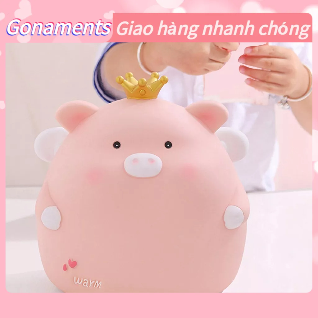 Ống Heo Đất Tiết Kiệm Đeo Vương Miện Có Chỗ Lấy Tiền Ra, Lợn đất heo đất ống heo tiết kiệm tiền, Quà tặng Sinh Nhật Gift Shop Gonaments O.