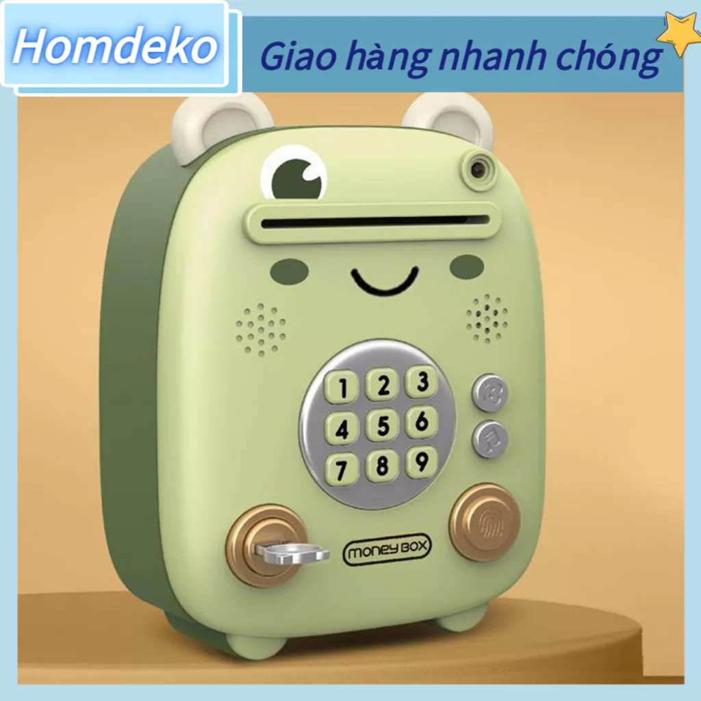 *[Hàng Sẵn] Két sắt mini thông minh cho bé có nhạc vui nhộn mở khóa vân tay, có nhạc, Quà tặng cho trẻ em Homdeko B.