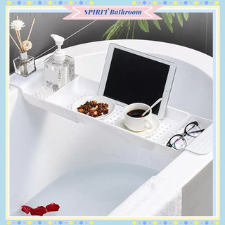 SPIRIT Bathroom Khay bồn tắm Vị trí ổn định Vật liệu nhựa có thể mở rộng Thiết kế thoát nước Bồn Caddy Bàn cho phòng