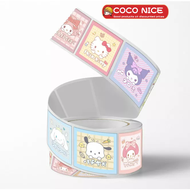 1 Cuộn 500 Miếng Dán Hình Gấu Dâu Hoạt Hình Dễ Thương Trang Trí DIY