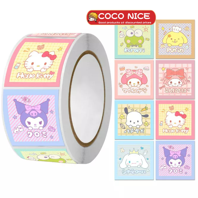 1 Cuộn 500 Miếng Dán Hình Gấu Dâu Hoạt Hình Dễ Thương Trang Trí DIY