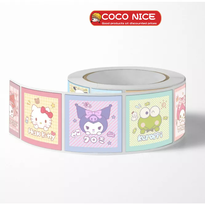 1 Cuộn 500 Miếng Dán Hình Gấu Dâu Hoạt Hình Dễ Thương Trang Trí DIY