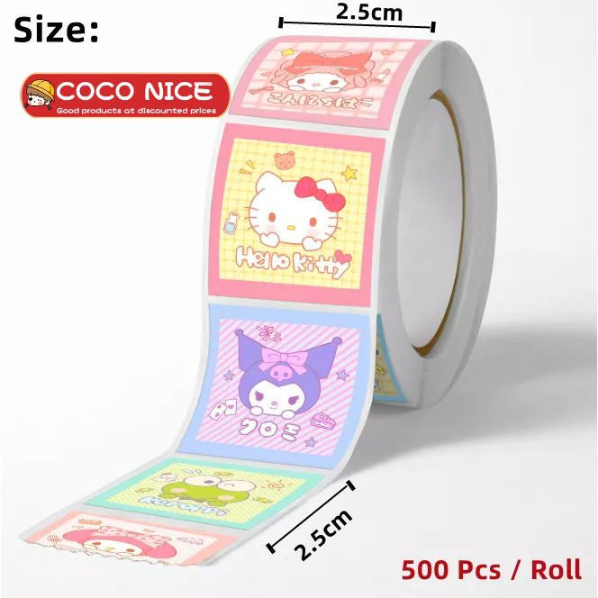 1 Cuộn 500 Miếng Dán Hình Gấu Dâu Hoạt Hình Dễ Thương Trang Trí DIY