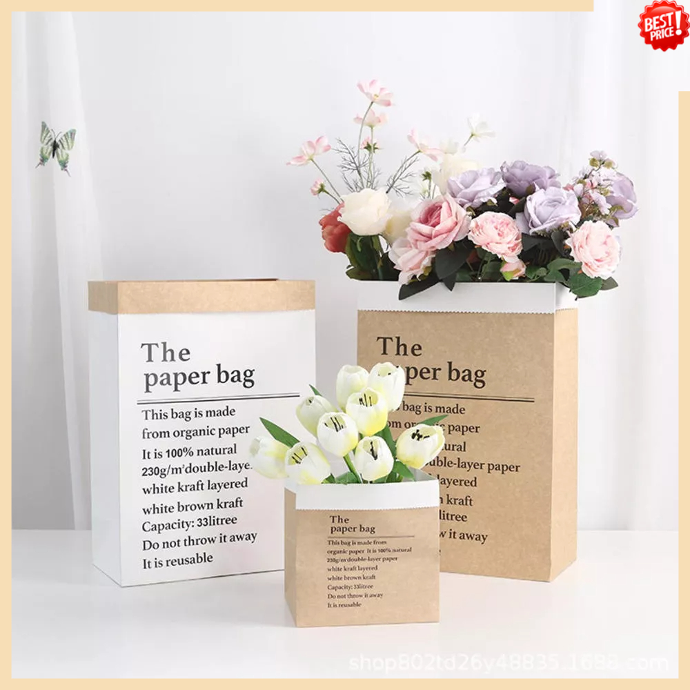 Túi Giấy Kraft Dày Đựng Chậu Hoa Để Bàn Trang Trí