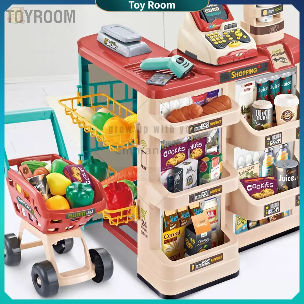 ToyRoom Mô phỏng Siêu Thị Đồ Chơi Xếp Hình Giáo Dục Quầy Thanh Toán Nhà dành cho Trẻ Em Mới Biết Đi