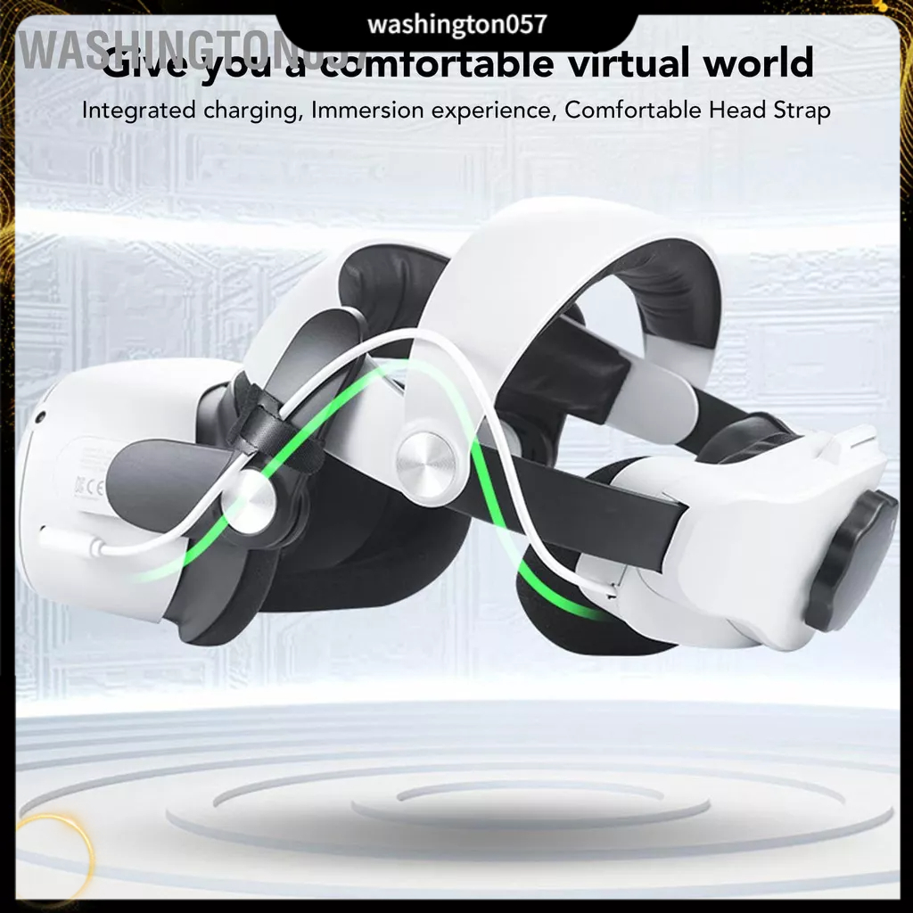 Washington057 Dây đeo đầu VR Miếng bọt biển có thể điều chỉnh tháo rời và Băng ABS dành cho Oculus Quest 2 Entertainment