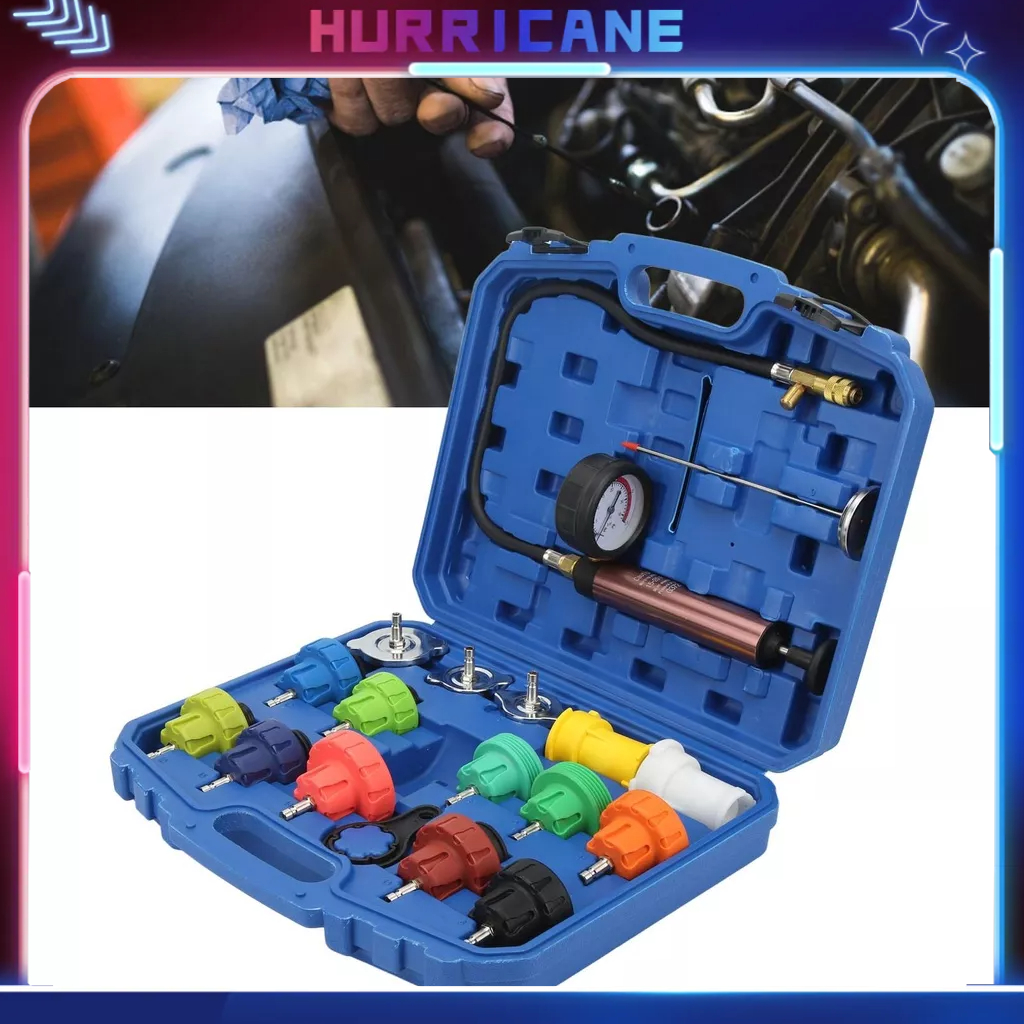Hurricane Bộ kiểm tra rò rỉ hệ thống làm mát áp suất tản nhiệt 0‑35psl Công cụ phát hiện ô tô Chất Đầu thanh lọc chân không Vòng đệm chuyển đổi bình chứa nước