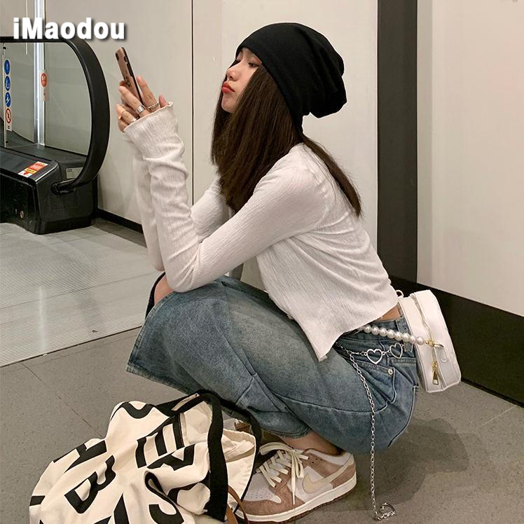 IMAODOU Chân váy denim  kiểu chữ A cạp cao thời trang mới xuân hè 2023