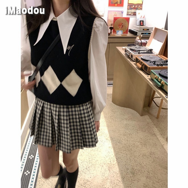 IMAODOU Áo Sơ Mi Trắng Dáng Ngắn Phong Cách Retro Thời Trang Xuân Thu Cho Nữ