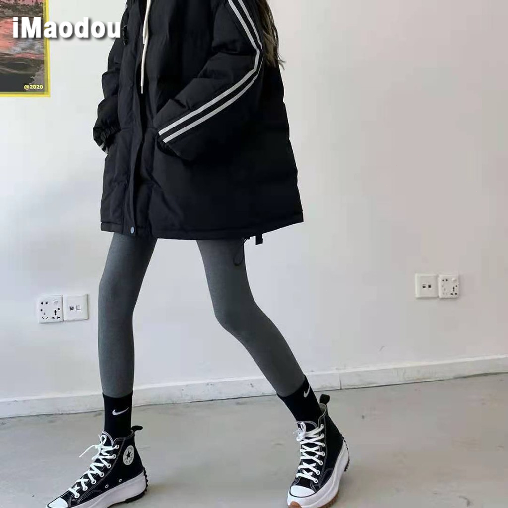 IMAODOU Quần legging cạp cao 9 điểm  bằng cotton mỏng 100% dệt sợi dọc thời trang xuân thu có cỡ lớn cho nữ