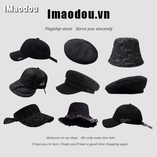 IMAODOU Mũ lưỡi trai  màu đen phong cách retro thể thao mùa hè đi biển dành cho nữ