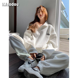 IMAODOU Set đồ thể thao 2 mảnh dáng rộng phong cách Hàn Quốc thời trang năng động cho nữ