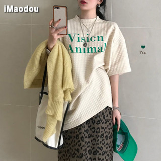 IMAODOU Áo thun tay ngắn  cổ tròn thời trang năng động cho nữ