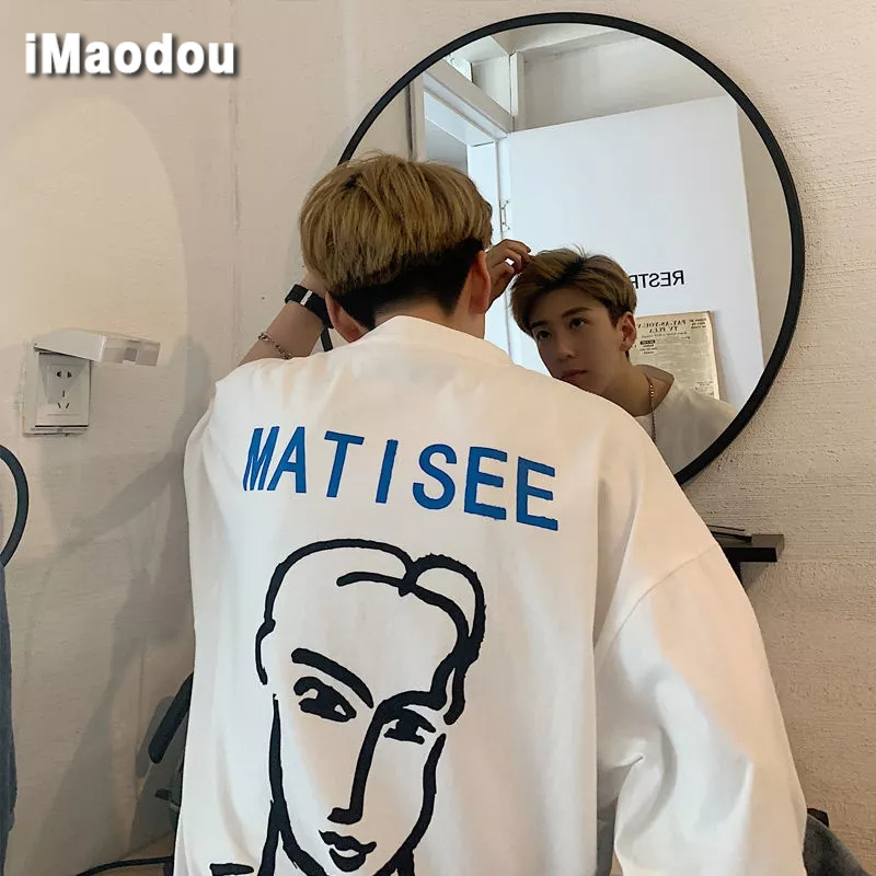Áo Thun Tay Ngắn Dáng Rộng Họa Tiết Vẽ Tay Phong Cách Hong Kong Thời Trang Mùa Hè Cho Nam