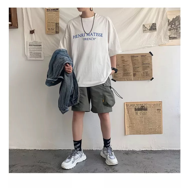Áo Thun Tay Ngắn Dáng Rộng Họa Tiết Vẽ Tay Phong Cách Hong Kong Thời Trang Mùa Hè Cho Nam