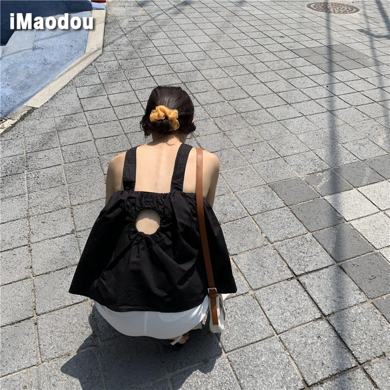 IMAODOU Áo không tay cổ yếm gợi cảm thời trang size lớn cho nữ