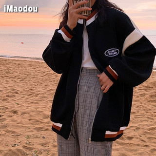 IMAODOU Áo khoác cardigan tay dài màu sắc nổi bật size lớn phong cách Mỹ retro thời trang xuân thu cho nữ