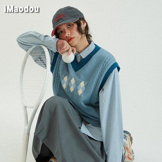 IMAODOU Áo vest dệt kim không tay   áo sơ mi dài tay thời trang Hàn Quốc cho nữ (có bán lẻ)