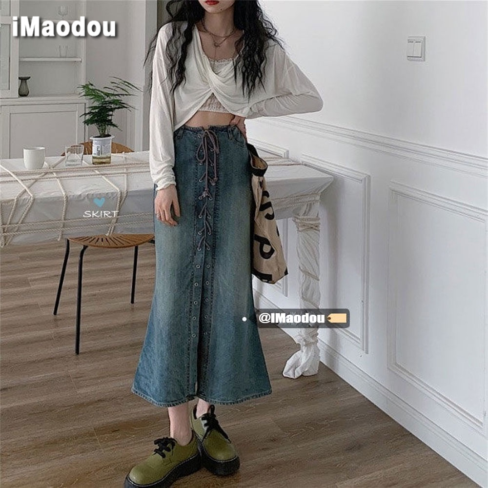 IMAODOU chân váy jean Dài Thời Trang Dành Cho Nữ