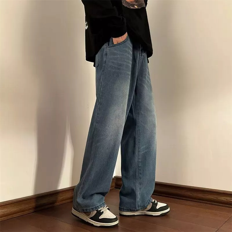 Quần Jean Ống Rộng Thời Trang Đường Phố Mỹ Cá Tính Cho Nam