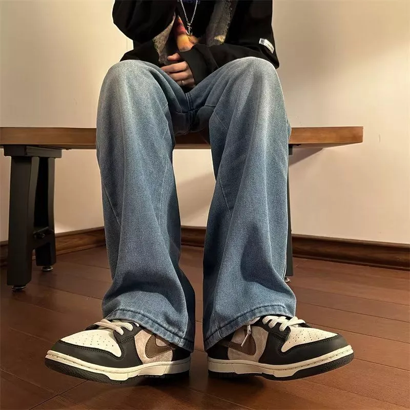 Quần Jean Ống Rộng Thời Trang Đường Phố Mỹ Cá Tính Cho Nam