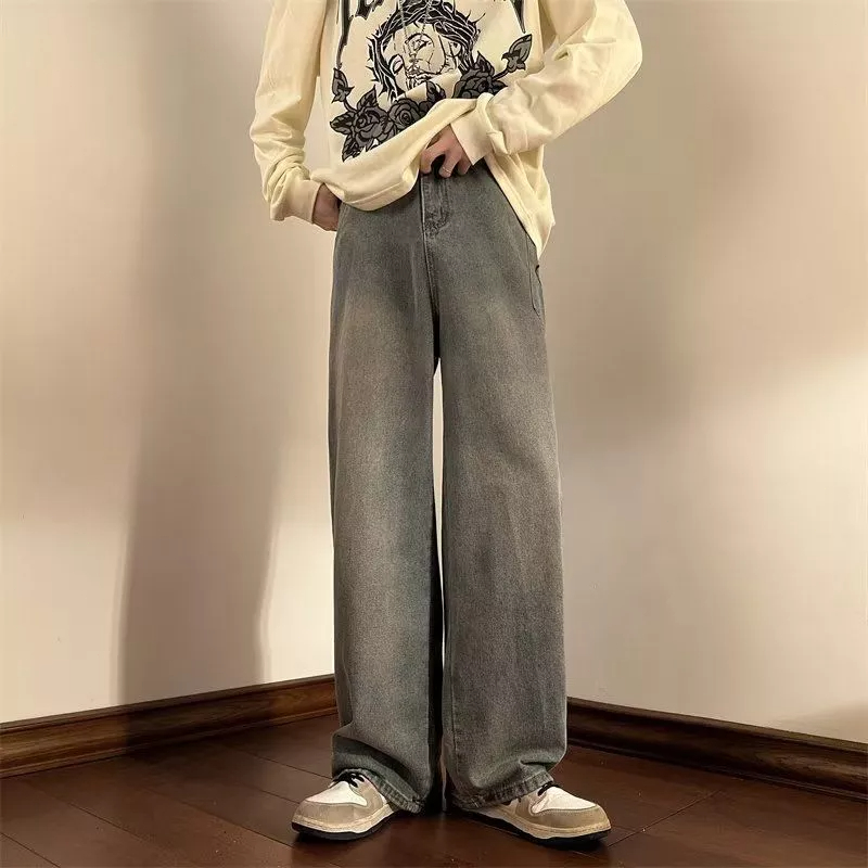 Quần Jean Ống Rộng Thời Trang Đường Phố Mỹ Cá Tính Cho Nam