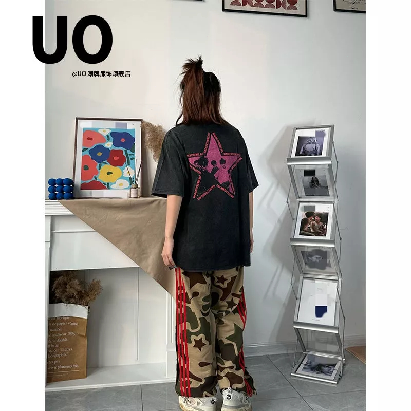 Áo Thun 100% Cotton Tay Ngắn Dáng Rộng In Hoạ Tiết Đơn Giản Trẻ Trung Dành Cho Cặp Đôi