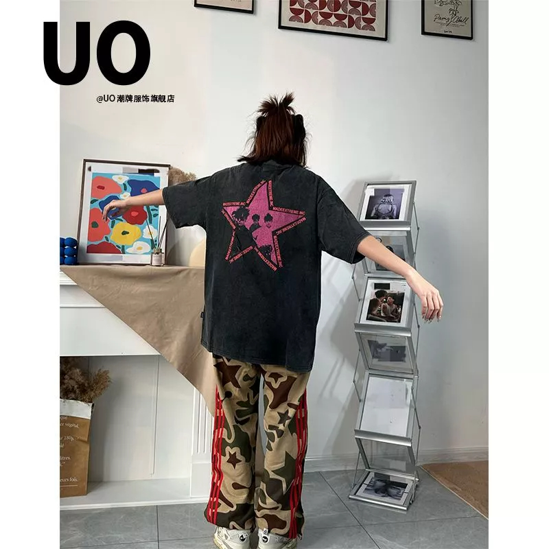 Áo Thun 100% Cotton Tay Ngắn Dáng Rộng In Hoạ Tiết Đơn Giản Trẻ Trung Dành Cho Cặp Đôi