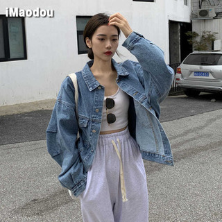 IMAODOU Áo khoác jeans  dáng rộng tay dài phong cách Hong Kong