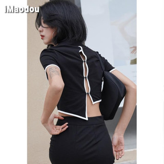 Áo thun nữ IMAODOU tay ngắn hở lưng thời trang