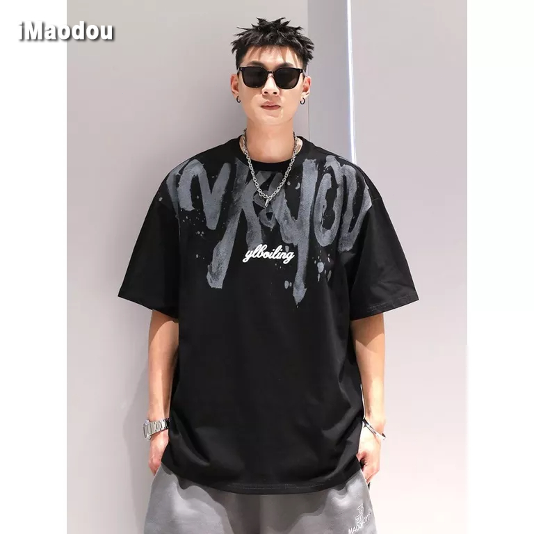 Áo Thun Tay Ngắn Phong Cách Hip Hop Đường Phố Mùa Hè Cỡ Lớn Phong Cách Mỹ Mới Cho Nam