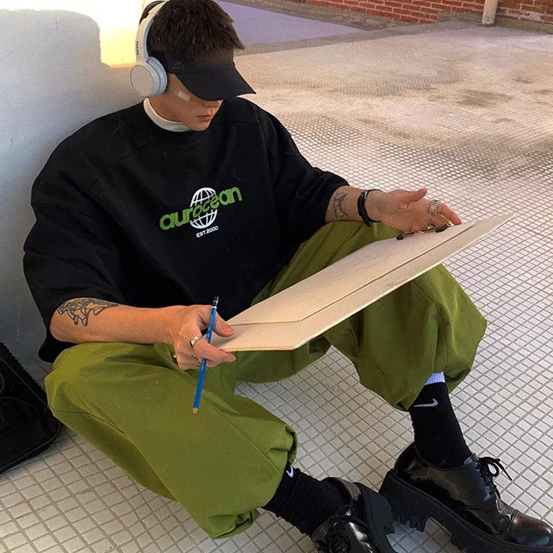 Áo Thun 100 Cotton Nguyên Chất Ngắn Tay Dáng Rộng Phong Cách Retro Hong Kong