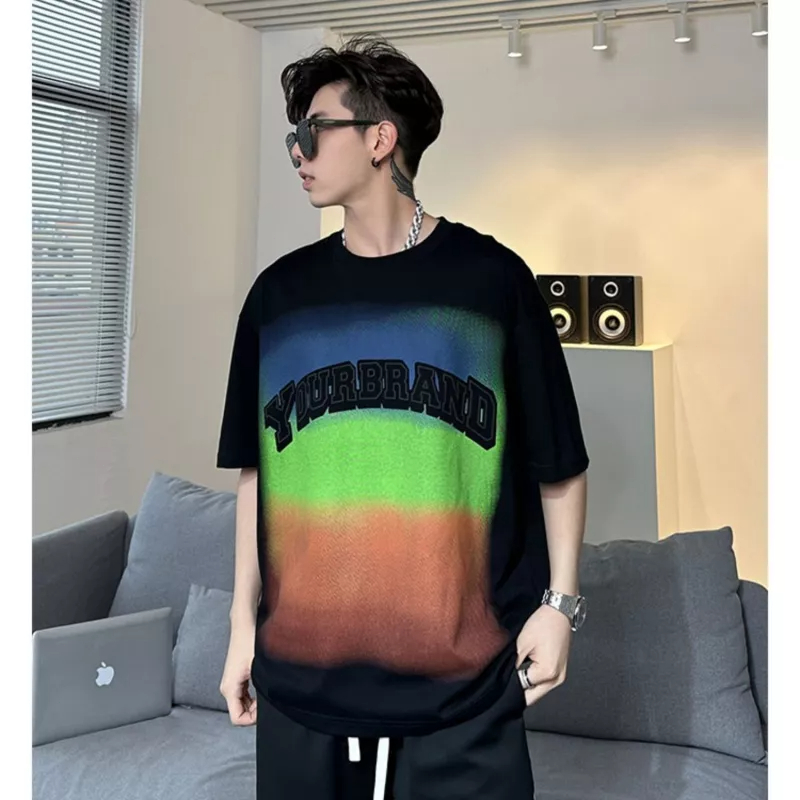 Áo Thun Tay Ngắn Cổ Tròn In Chữ Thập Phong Cách Đường Phố Cho Nam