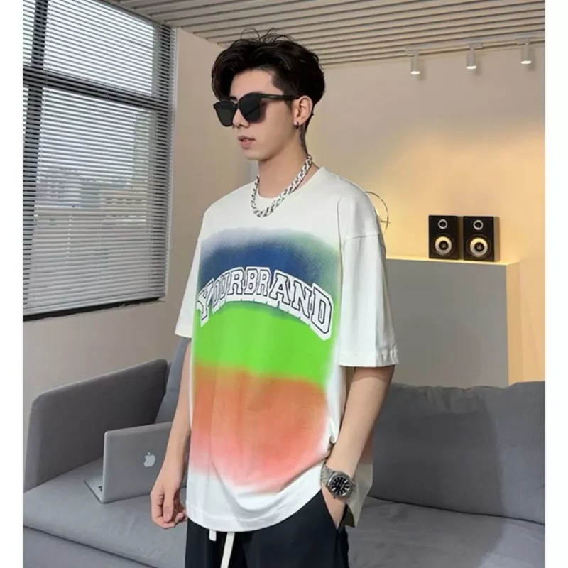 Áo Thun Tay Ngắn Cổ Tròn In Chữ Thập Phong Cách Đường Phố Cho Nam