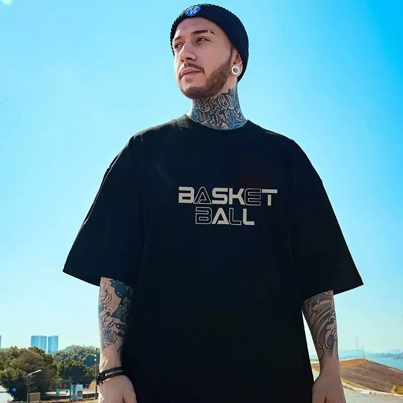 Áo Thun Thể Thao Tay Ngắn Dáng Rộng Bằng Cotton Phong Cách Âu Mỹ Thời Trang Mùa Hè Cho Nam