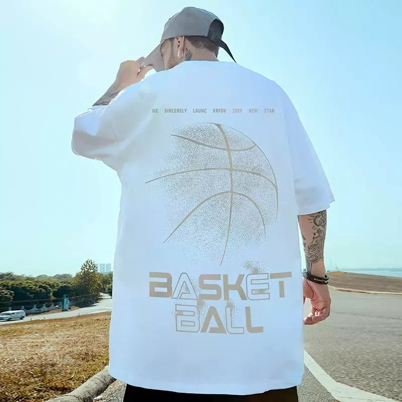 Áo Thun Thể Thao Tay Ngắn Dáng Rộng Bằng Cotton Phong Cách Âu Mỹ Thời Trang Mùa Hè Cho Nam