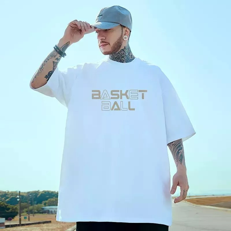 Áo Thun Thể Thao Tay Ngắn Dáng Rộng Bằng Cotton Phong Cách Âu Mỹ Thời Trang Mùa Hè Cho Nam