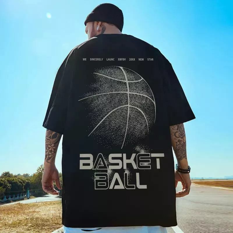 Áo Thun Thể Thao Tay Ngắn Dáng Rộng Bằng Cotton Phong Cách Âu Mỹ Thời Trang Mùa Hè Cho Nam