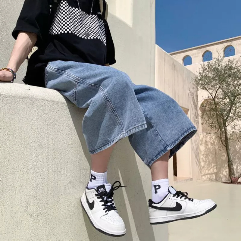 Quần Short Denim Mỏng Dáng Rộng Dài Qua Gối 6 Tấc Kiểu Nhật Bản Thời Trang Mùa Hè Cho Nam