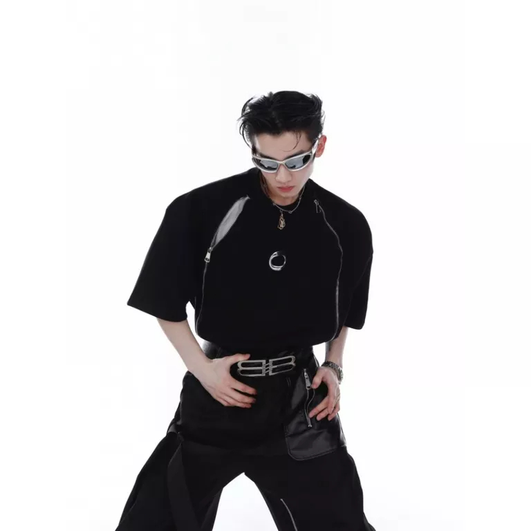 Áo Thun Tay Ngắn Cổ Tròn Thiết Kế Khóa Kéo Ba Chiều Phong Cách Mới Mùa Hè 2023 Hal