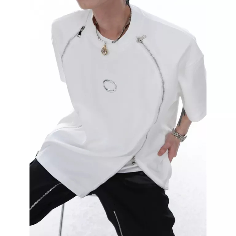 Áo Thun Tay Ngắn Cổ Tròn Thiết Kế Khóa Kéo Ba Chiều Phong Cách Mới Mùa Hè 2023 Hal