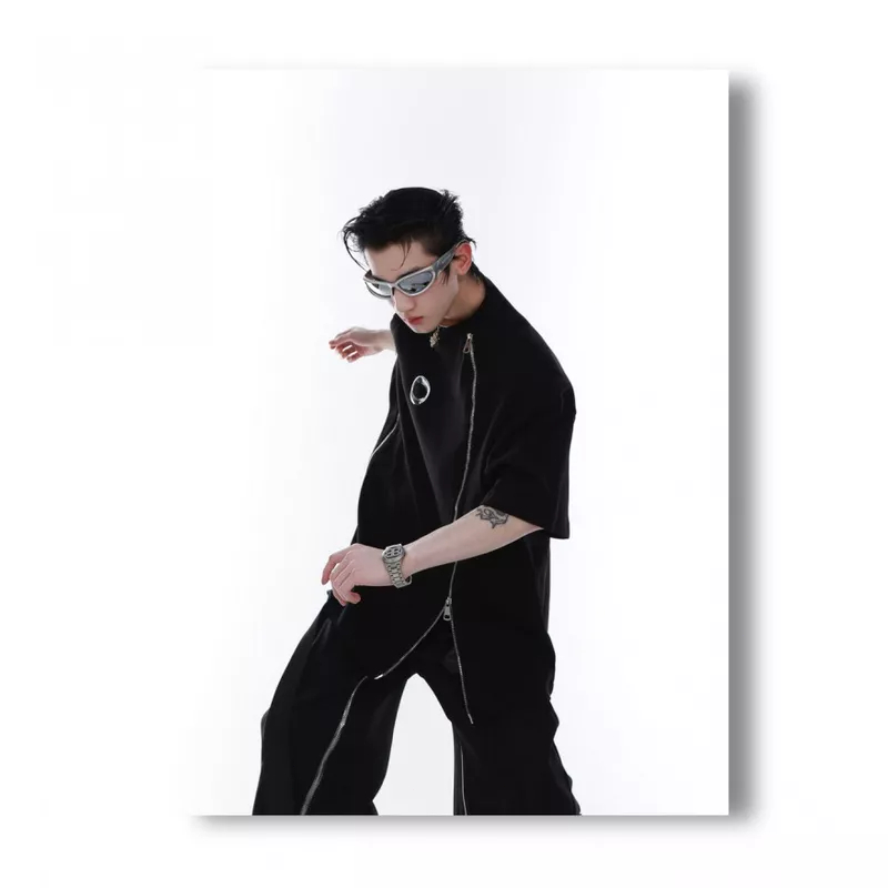 Áo Thun Tay Ngắn Cổ Tròn Thiết Kế Khóa Kéo Ba Chiều Phong Cách Mới Mùa Hè 2023 Hal