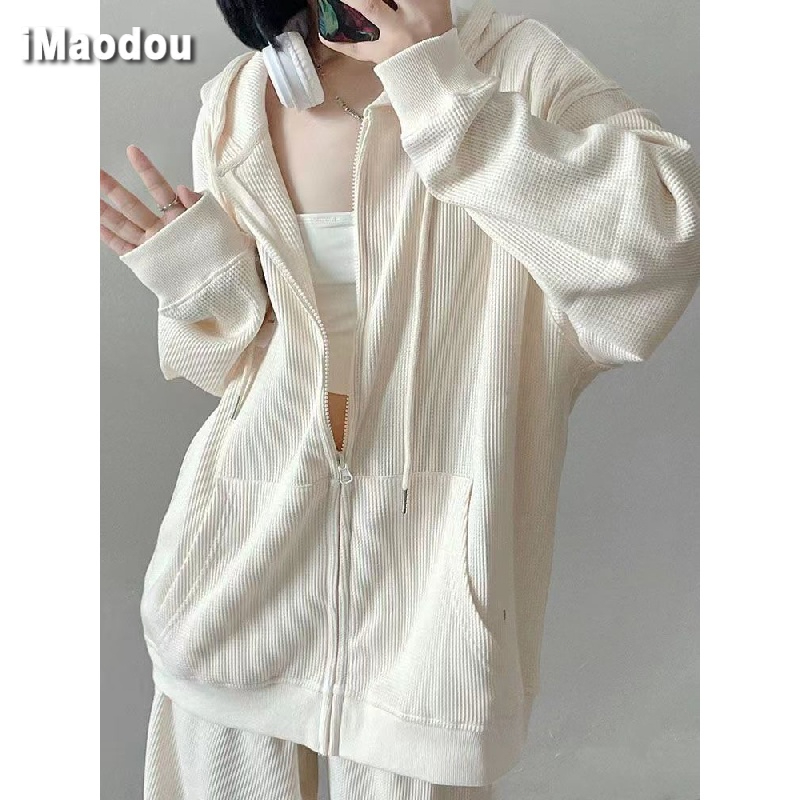 IMAODOU Áo Khoác Cardigan Mỏng Dáng Rộng Màu Trơn Phối Khóa Kéo Kiểu Hàn Quốc Thời Trang 2023 Mới