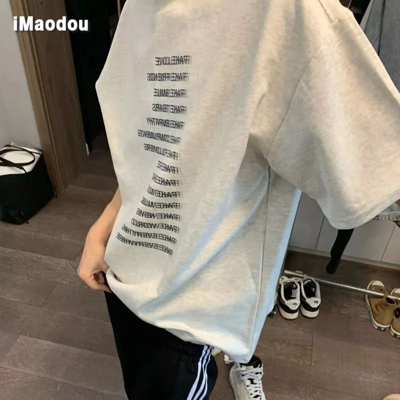 Áo Thun Tay Ngắn Cổ Tròn Dáng Rộng In Chữ Nặng 260g Thời Trang Mùa Hè 2023 Cho Nam