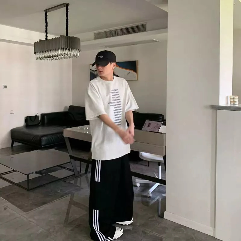 Áo Thun Tay Ngắn Cổ Tròn Dáng Rộng In Chữ Nặng 260g Thời Trang Mùa Hè 2023 Cho Nam