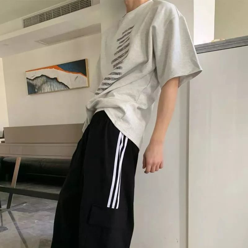 Áo Thun Tay Ngắn Cổ Tròn Dáng Rộng In Chữ Nặng 260g Thời Trang Mùa Hè 2023 Cho Nam