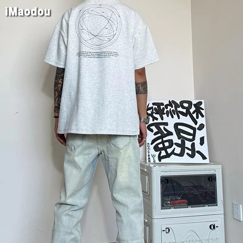 Áo Thun Tay Ngắn Cổ Tròn Dáng Rộng In Chữ Nặng 260g Thời Trang Mùa Hè 2023 Cho Nam