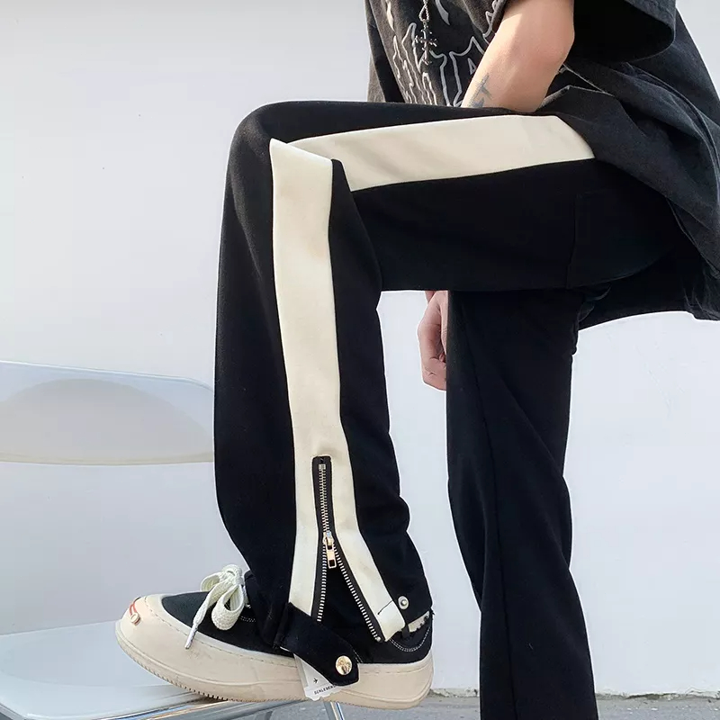 Quần Dài Thể Thao Dáng Ôm Có Khóa Kéo Phong Cách Đường Phố Mỹ Thời Trang Cho Nam